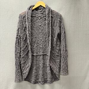Anthropologie Sweater Womens Medium Gray Boho Open Cardigan Knitted & Knotted